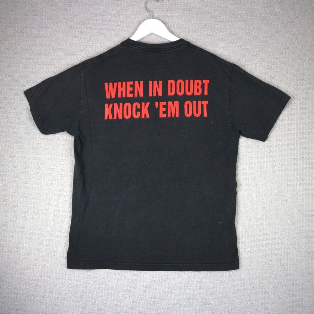 When In Doubt Knock Em Out Vintage Skull Flame Tee Large